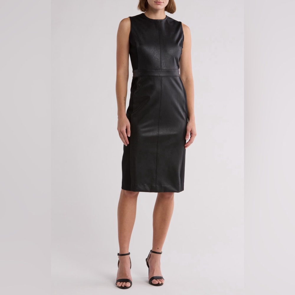Spanx leather-like combo fitted dress